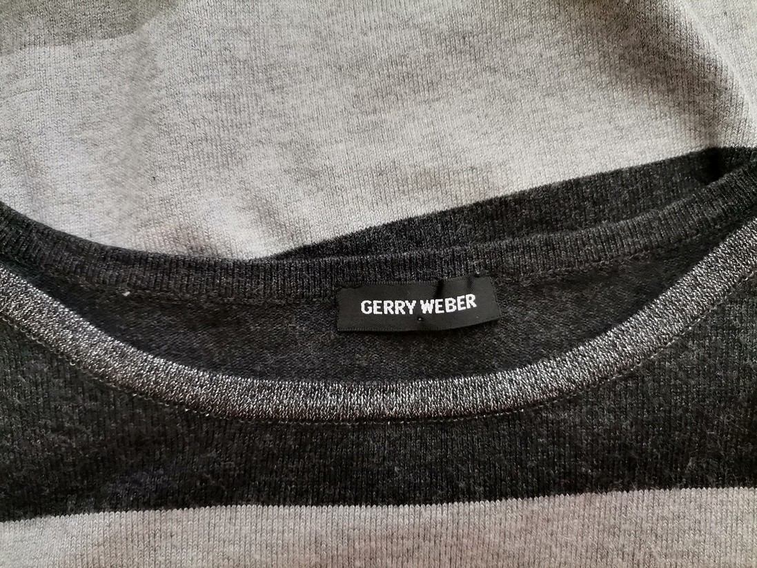 Gerry weber Rozmiar 38/40 Kolor Szary Pasy Crew Neck Bluzka z dzianiny Długi rękaw