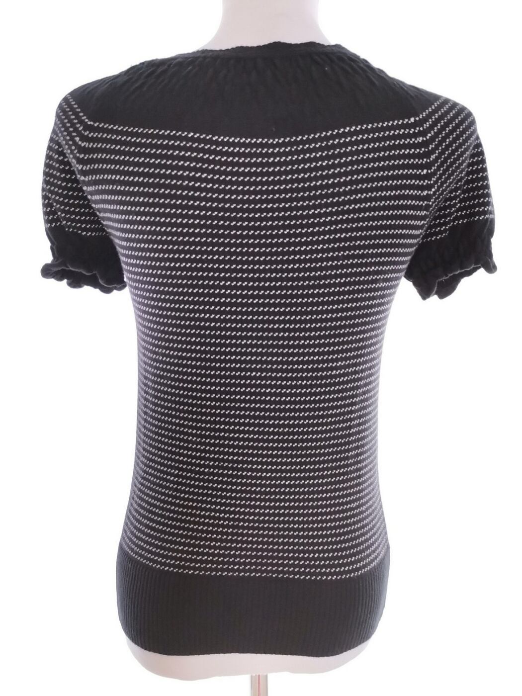 Max C London Rozmiar S Kolor Czarny Crew Neck Bluzka Krótki rękaw Materiał Bawełna 100%