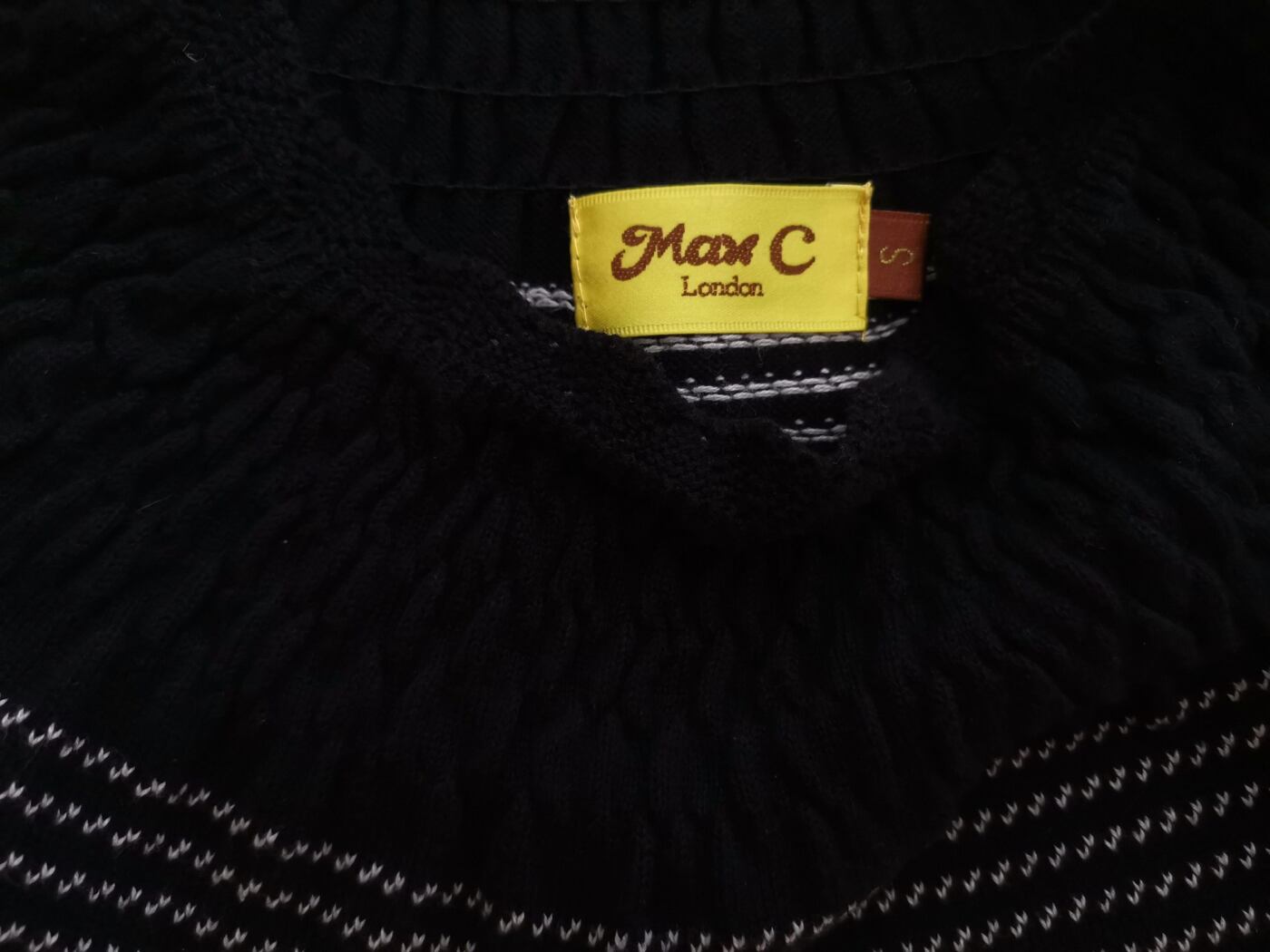 Max C London Rozmiar S Kolor Czarny Crew Neck Bluzka Krótki rękaw Materiał Bawełna 100%