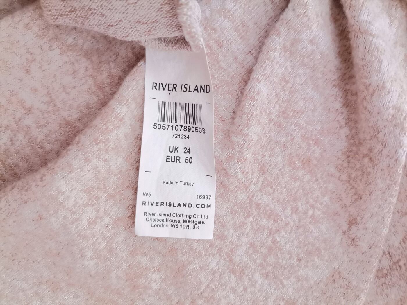 River island Rozmiar 24 (50) Kolor Beżowy Drapowany dekolt Tunika Bluzka Długi rękaw Materiał Wiskoza
