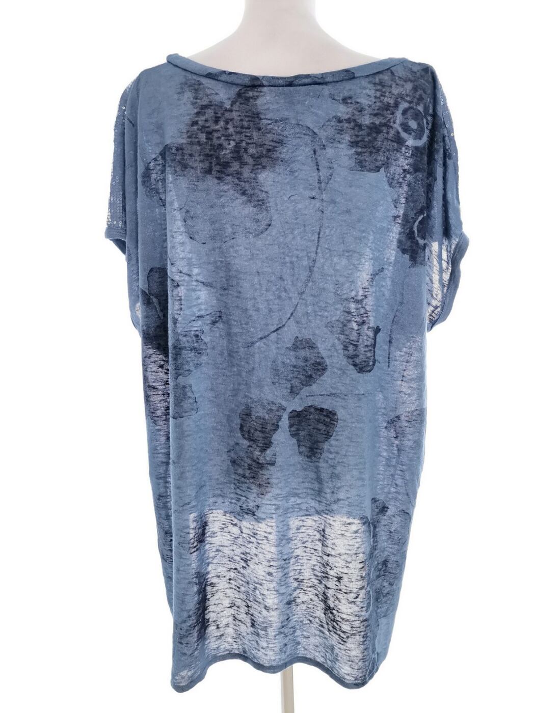 Bellambia ITALY Rozmiar 3XL Kolor Niebieski W łódkę Tunika Bluzka Krótki rękaw Materiał Wiskoza Bellambia ITALY Rozmiar 3XL Kolor Niebieski W łódkę Tunika Bluzka Krótki rękaw Materiał Wiskoza