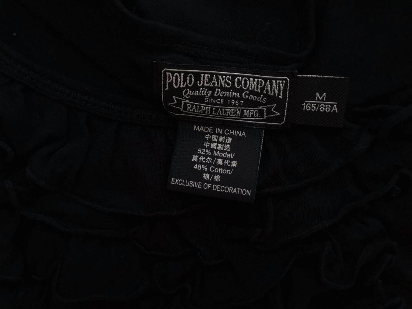 IMG_20210908_131616.jpg Polo Ralph Lauren Rozmiar M Kolor Czarny Okrągły dekolt Bluzka Długi rękaw Materiał Modal