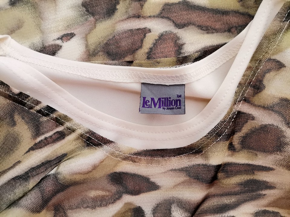 Le Million by Jensen Coat Rozmiar 36 Kolor Zielony Panterka Okrągły dekolt Bluzka Krótki rękaw
