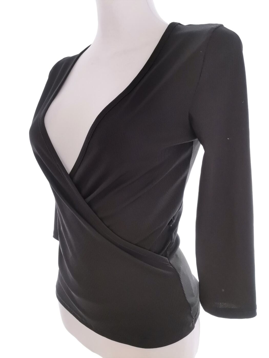River island Rozmiar 8 (34) Kolor Czarny W serek Bluzka Kopertowa Rękaw 3/4