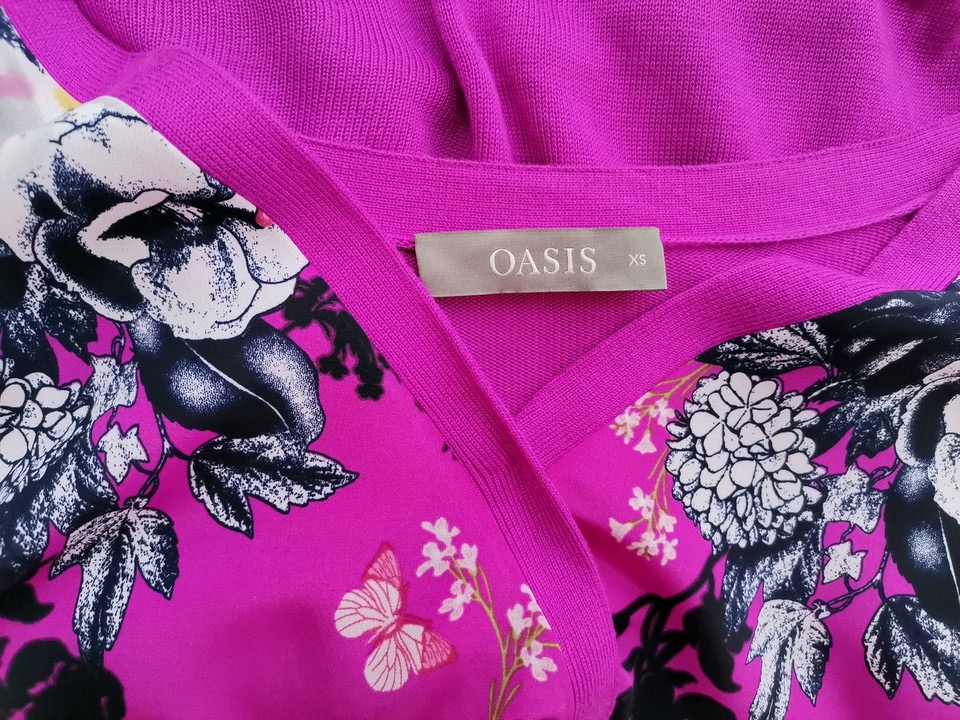 Oasis Rozmiar XS Kolor Fioletowy W serek Bluzka Kopertowa Rękaw 3/4 Materiał Wiskoza 100%