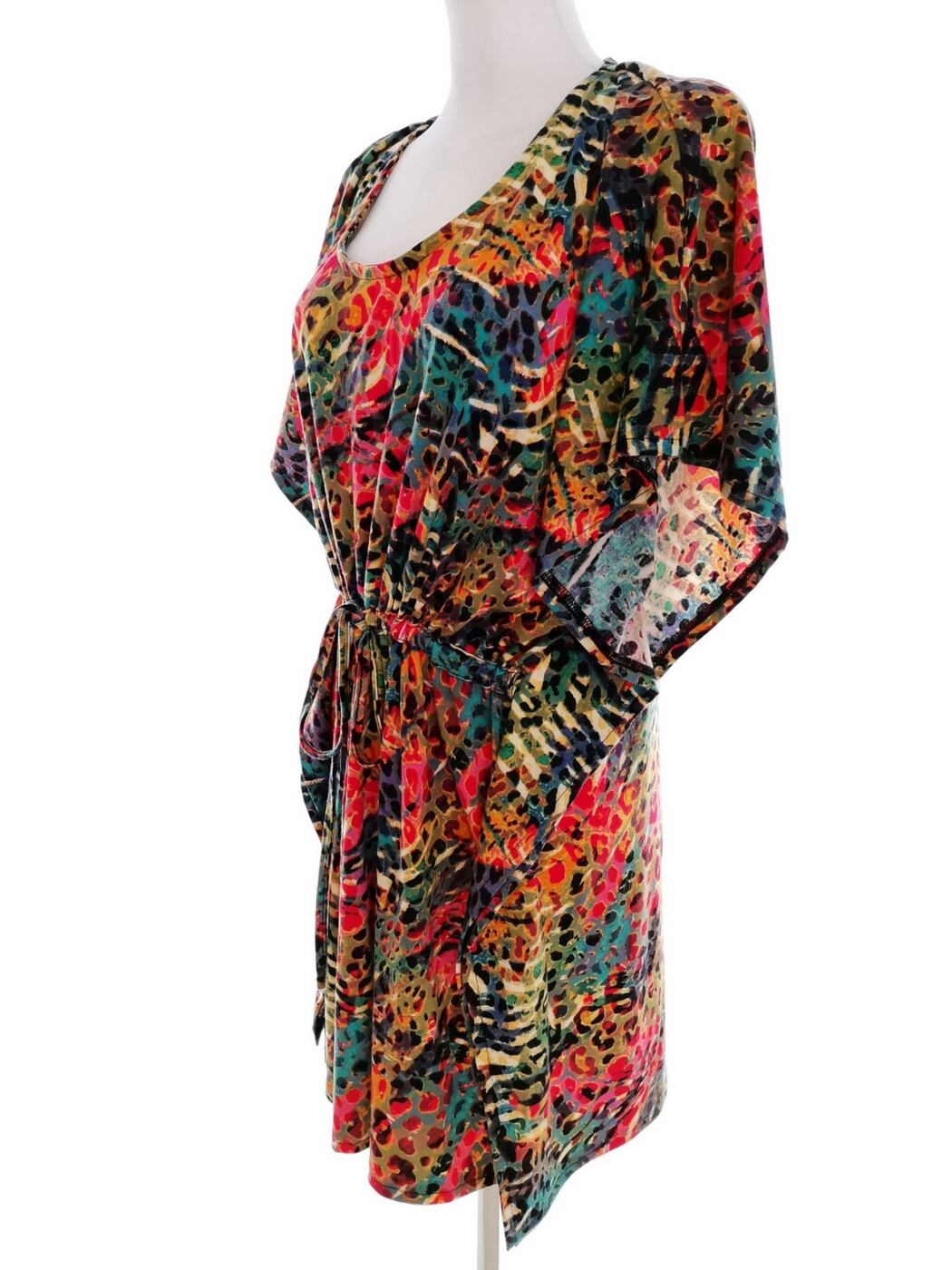 MyWear Rozmiar ONE SIZE (44/46) Kolor Kolorowa Okrągły dekolt Sukienka Blouson Krótki rękaw Do Kolan MyWear Rozmiar ONE SIZE (44/46) Kolor Kolorowa Okrągły dekolt Sukienka Blouson Krótki rękaw Do Kolan
