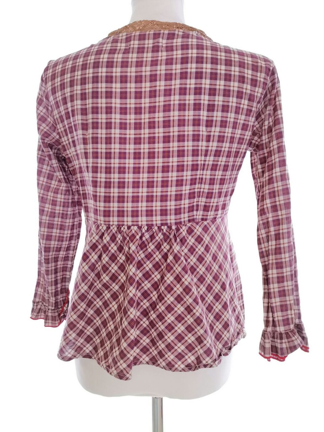IMG_20210910_125524.jpg Odd molly Rozmiar 2 (38) Kolor Fioletowy Krata Split Crew Neck Bluzka Peplum Rękaw 3/4 Materiał Bawełna 100%