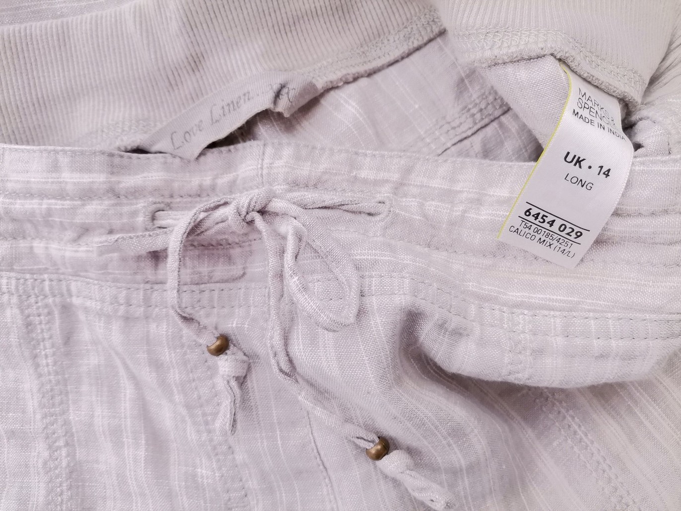 IMG_20210913_141852.jpg Marks&spencer Rozmiar 14 (42) Kolor Szary Pasy Spodnie Casual Materiał Len 100%