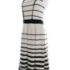 Dorothy perkins Rozmiar 8 (36) Kolor Kremowy Pasy Okrągły dekolt Sukienka Sheath Bezrękawnik Midi