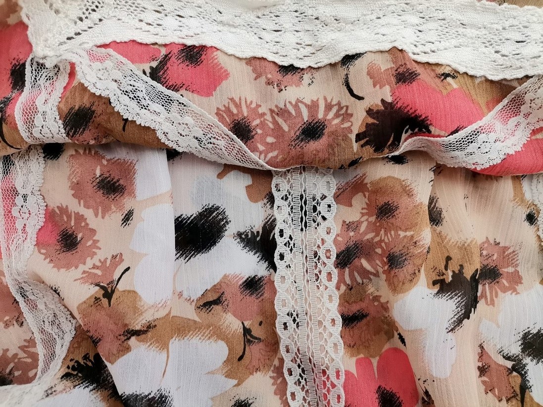 Vintage Rozmiar 42/44 Kolor Brązowy Kwadratowy dekolt Tunika Bluzka Długi rękaw Vintage Rozmiar 42/44 Kolor Brązowy Kwadratowy dekolt Tunika Bluzka Długi rękaw