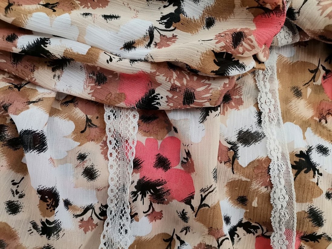 Vintage Rozmiar 42/44 Kolor Brązowy Kwadratowy dekolt Tunika Bluzka Długi rękaw Vintage Rozmiar 42/44 Kolor Brązowy Kwadratowy dekolt Tunika Bluzka Długi rękaw