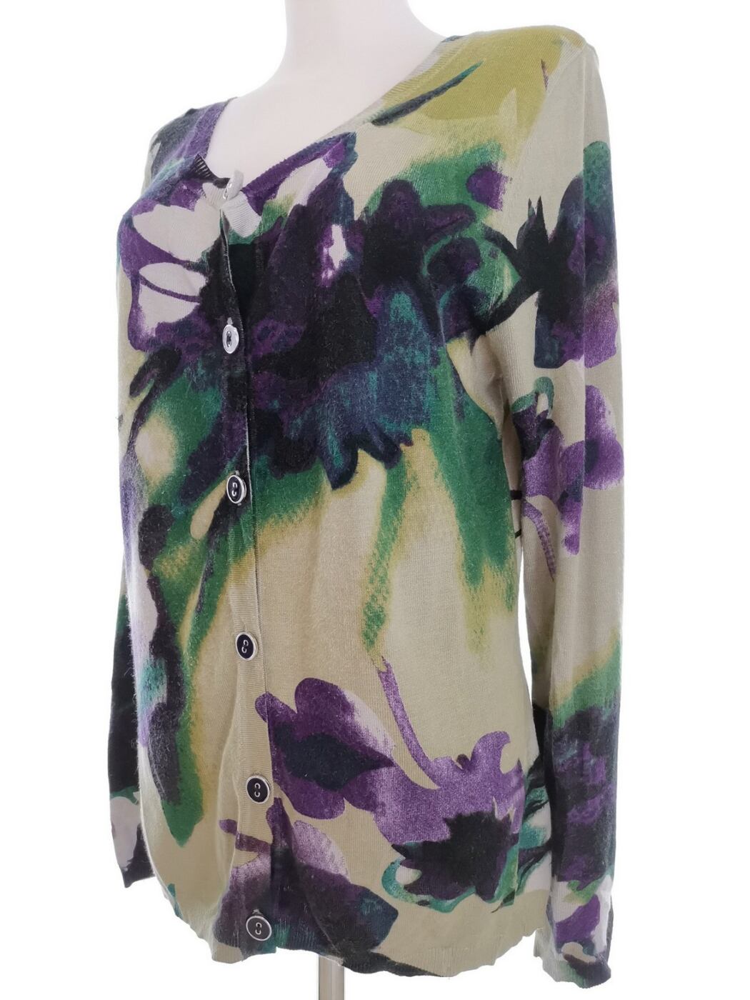 Anna Rose Rozmiar M Kolor Zielony Crew Neck Bluzka Zapinana Długi rękaw Materiał Wiskoza