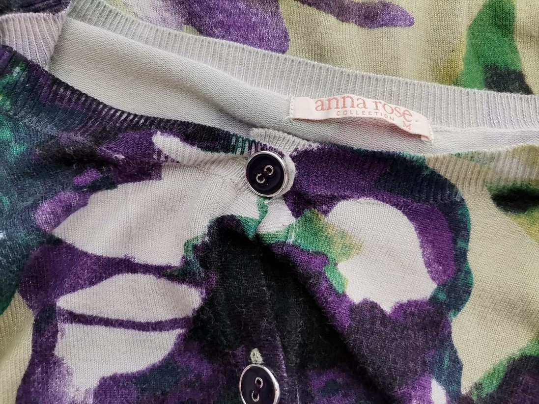 Anna Rose Rozmiar M Kolor Zielony Crew Neck Bluzka Zapinana Długi rękaw Materiał Wiskoza