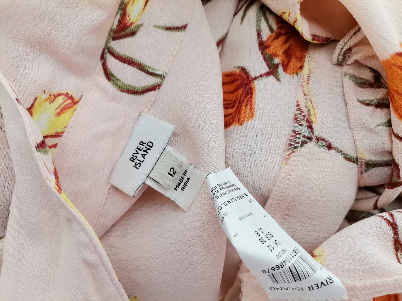 IMG_20210917_134141.jpg River island Rozmiar 12 (38) Kolor Pudrowy Róż Kołnierz Bluzka Zapinana Rękaw 3/4 Materiał Wiskoza 100%