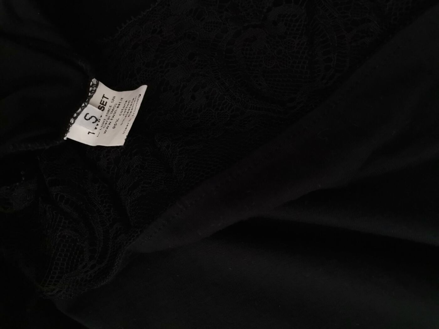Twin set Simona Barbieri Rozmiar S Kolor Czarny Crew Neck Sukienka A-Line Bezrękawnik Do Kolan Materiał Bawełna