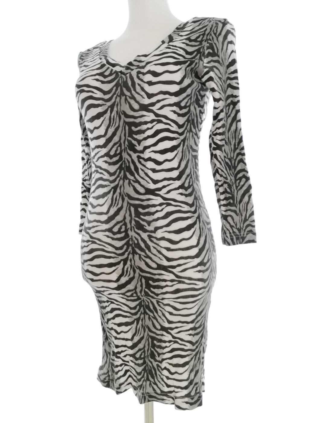 Only Rozmiar M Kolor Czarny W serek Sukienka Bodycon Rękaw 3/4 Do Kolan Materiał Bawełna 100%