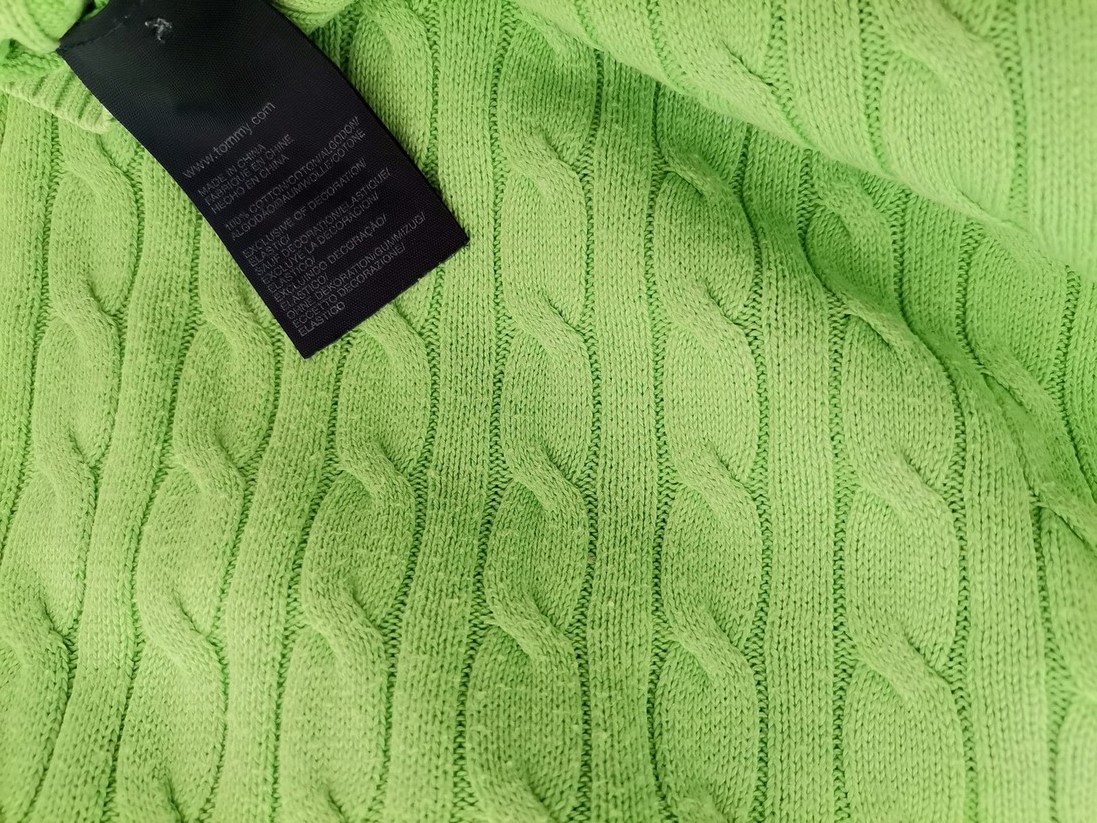 IMG_20210917_142653.jpg Tommy hilfiger Rozmiar XS Kolor Zielony Crew Neck Sweter Rękaw 3/4 Materiał Bawełna 100% Dzianina kablowa