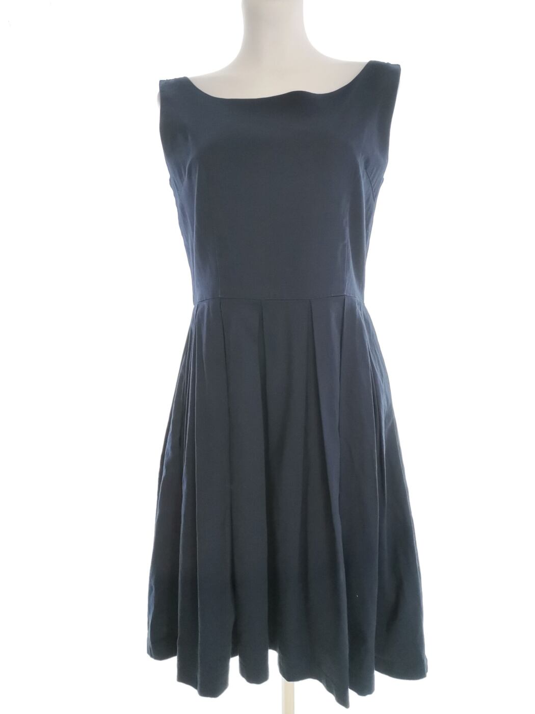 Lindy Bop Vintage Rozmiar 12 (38) Kolor Granatowy W łódkę Sukienka A-Line Bezrękawnik Midi Materiał Bawełna