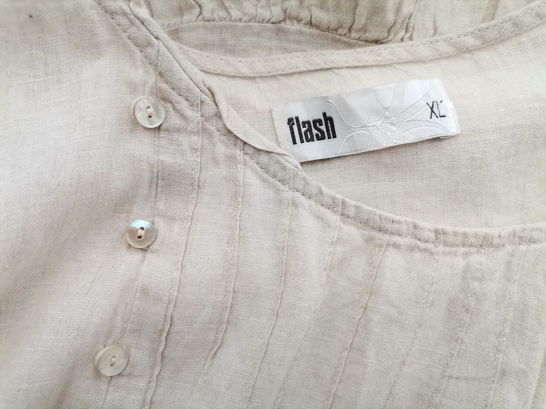 Flash Rozmiar XL Kolor Kremowy Dekolt U Sukienka Prostokątna Rękaw 3/4 Do Kolan Materiał Len 100% Flash Rozmiar XL Kolor Kremowy Dekolt U Sukienka Prostokątna Rękaw 3/4 Do Kolan Materiał Len 100%