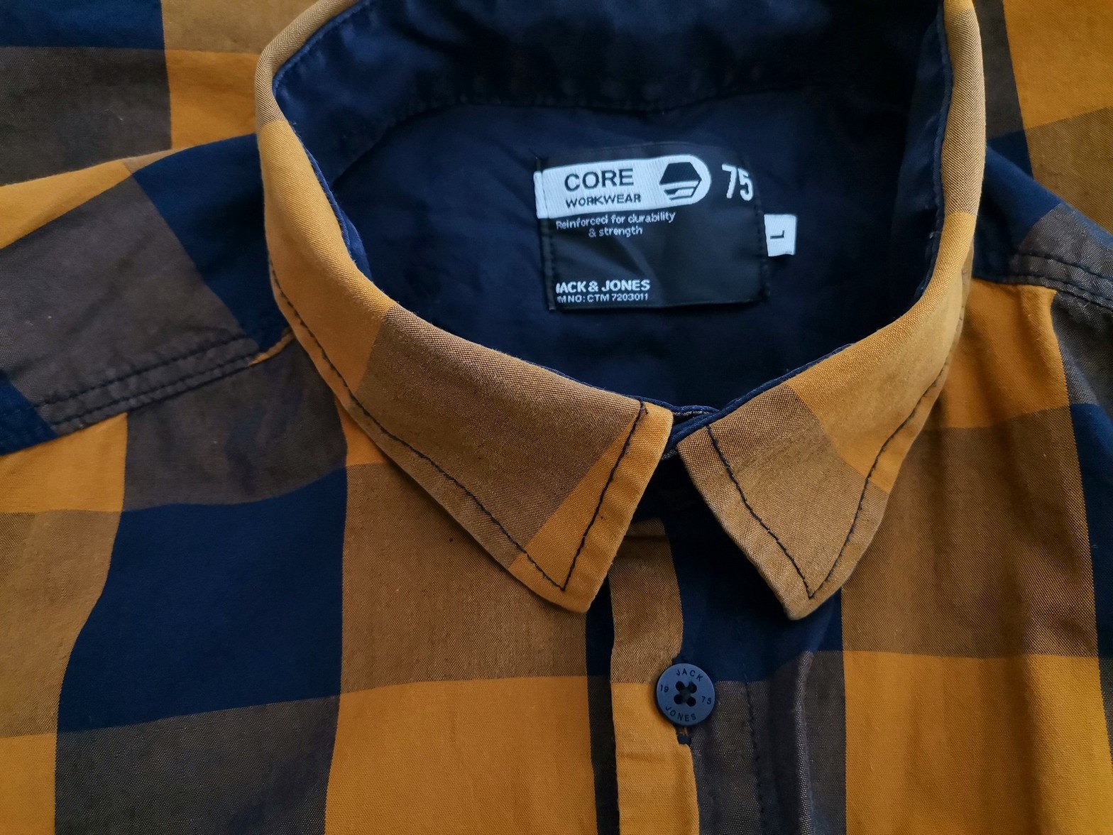 IMG_20210922_113600.jpg Jack & jones Rozmiar L Kolor Żółty Krata Kołnierz Męska Koszula Casual Długi rękaw Materiał Bawełna 100%