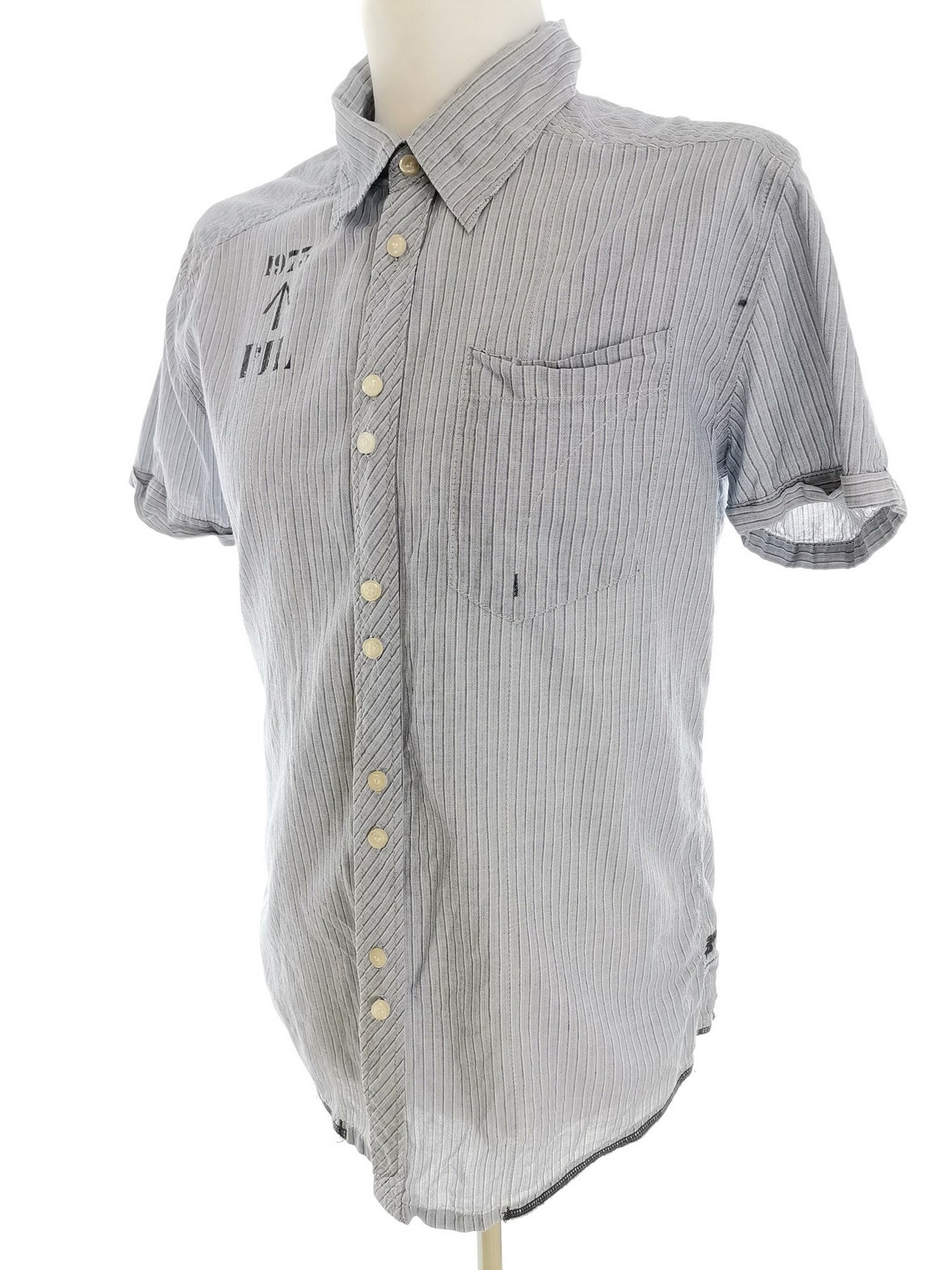 IMG_20210922_121326.jpg Pepe jeans Rozmiar XL Kolor Niebieski Pasy Kołnierz Męska Koszula Casual Krótki rękaw Materiał Bawełna 100%
