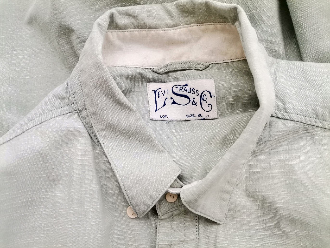 IMG_20210922_121713.jpg Levi Strauss Rozmiar XL Kolor Zielony Kołnierz Męska Koszula Casual Długi rękaw Materiał Bawełna 100%