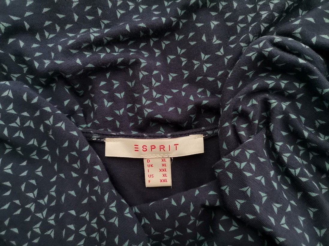 Esprit Rozmiar XL Kolor Granatowy W serek Sukienka Zawijana Rękaw 3/4 Midi Materiał Wiskoza Esprit Rozmiar XL Kolor Granatowy W serek Sukienka Zawijana Rękaw 3/4 Midi Materiał Wiskoza