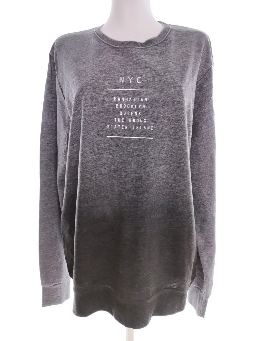 River island Rozmiar L Kolor Szary Crew Neck Tunika Bluzka Długi rękaw