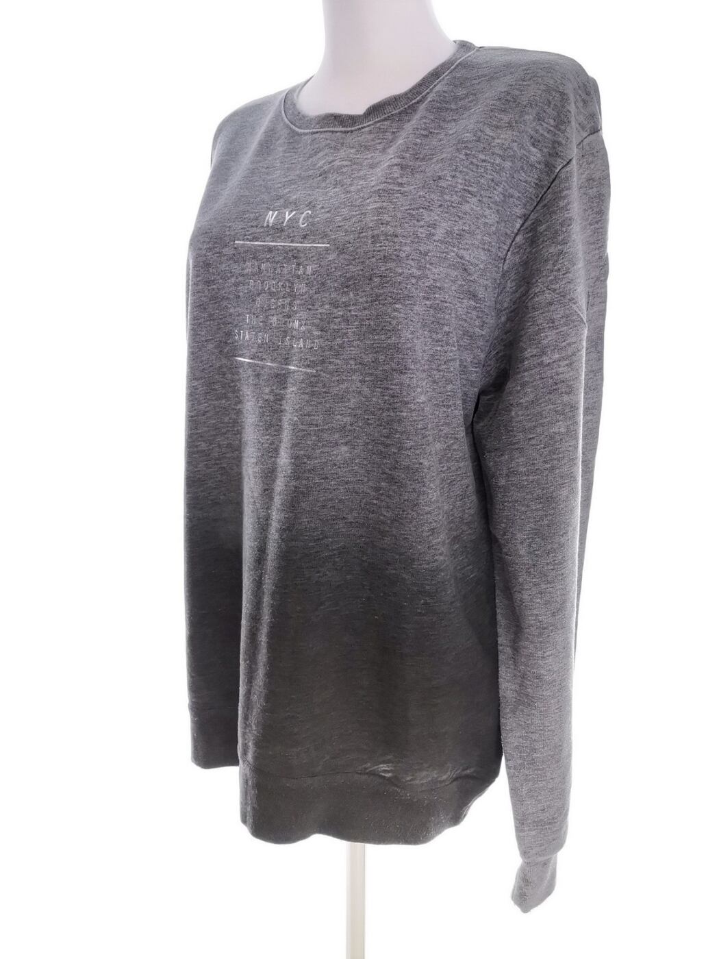 River island Rozmiar L Kolor Szary Crew Neck Tunika Bluzka Długi rękaw