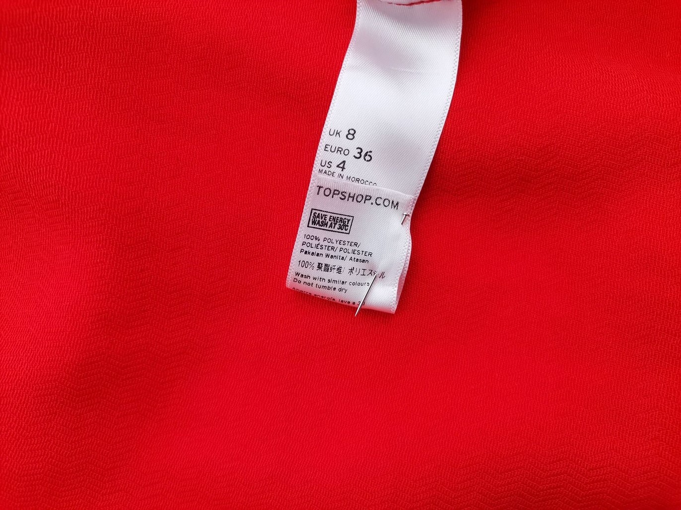 IMG_20210923_143929.jpg Topshop Rozmiar 8 (36) Kolor Czerwony Crew Neck Bluzka Rękaw 3/4