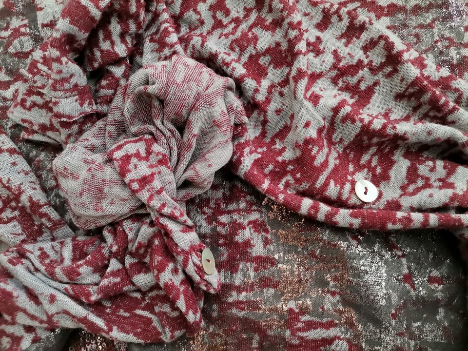 Vintage Rozmiar 46/48 Kolor Bordowy W łódkę Tunika Bluzka Długi rękaw
