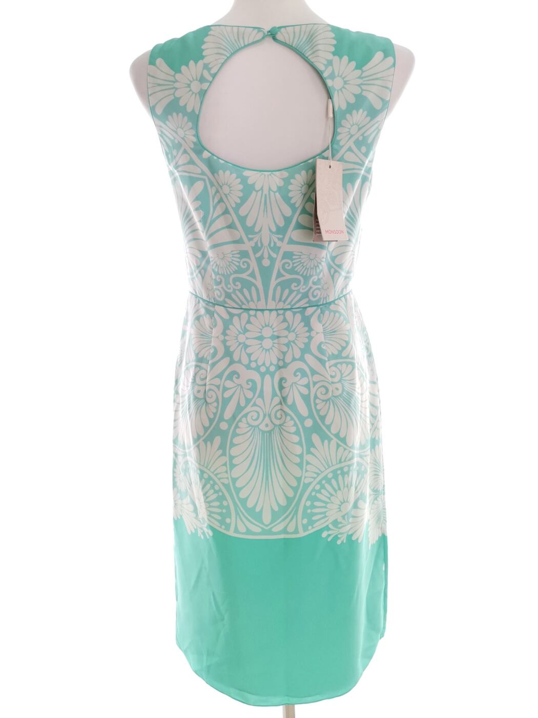 Monsoon Rozmiar 8 (36) Kolor Niebieski Okrągły dekolt Sukienka Sheath Bezrękawnik Midi Monsoon Rozmiar 8 (36) Kolor Niebieski Okrągły dekolt Sukienka Sheath Bezrękawnik Midi