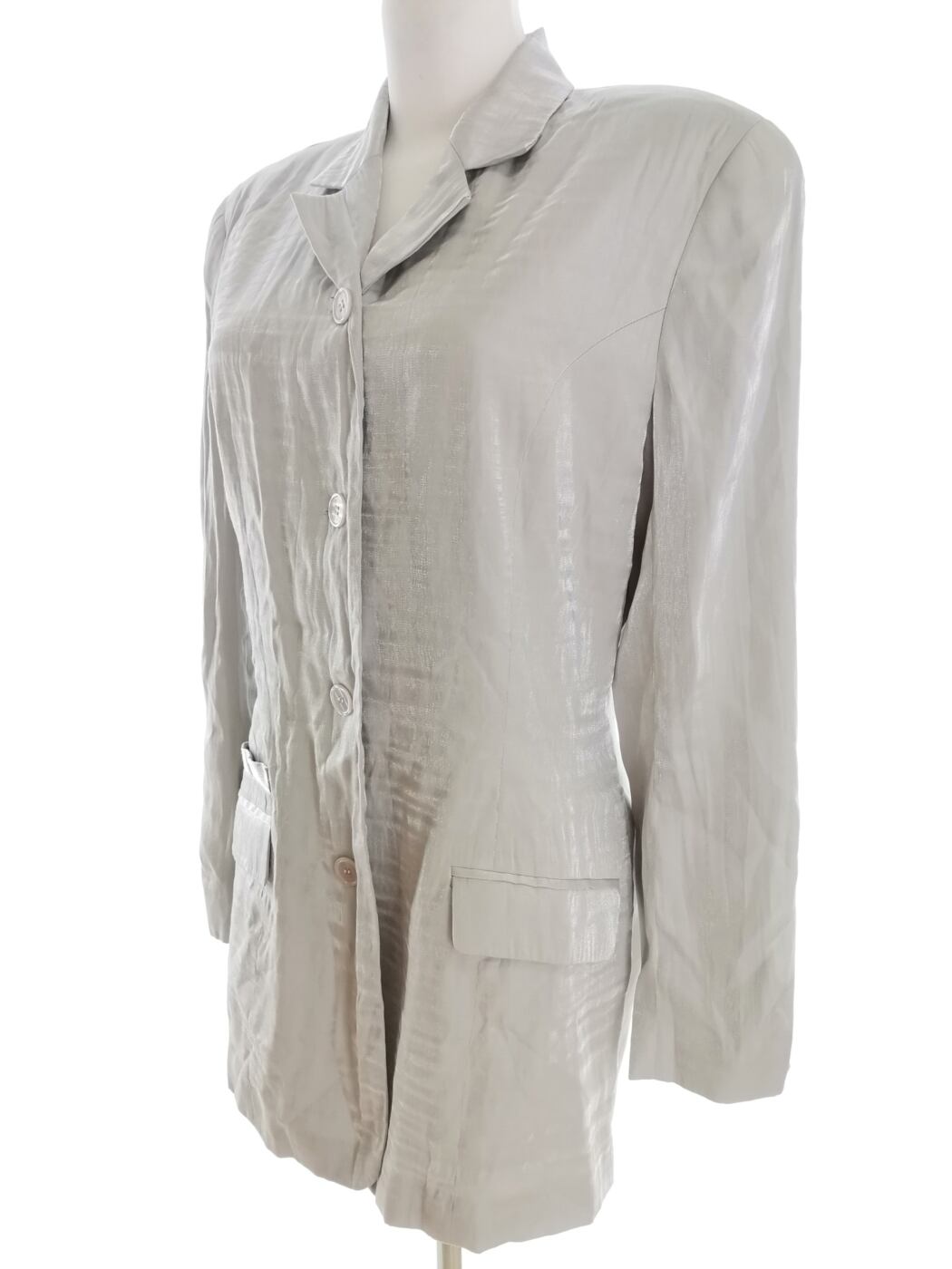 Vintage Rozmiar 38/40 Kolor Szary Płaszcz Długi rękaw Materiał Rayon 100%