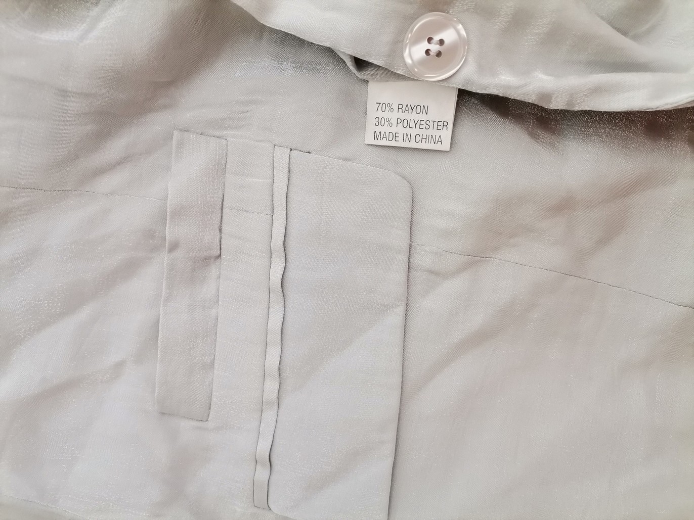 Vintage Rozmiar 38/40 Kolor Szary Płaszcz Długi rękaw Materiał Rayon 100%