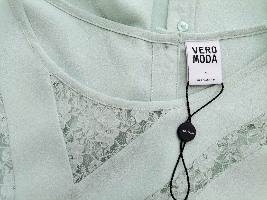 Vero moda Rozmiar L Kolor Miętowy Okrągły dekolt Bluzka Rękaw 3/4