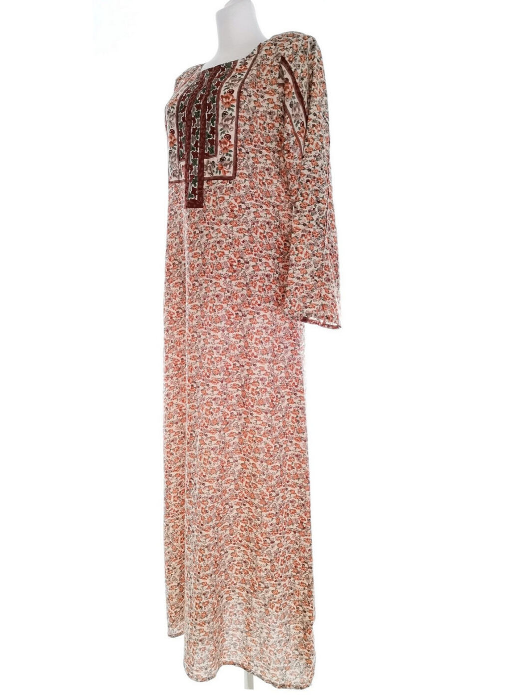 Jasmine Rozmiar S Kolor Brązowy Crew Neck Sukienka Maxi Długi rękaw Długa