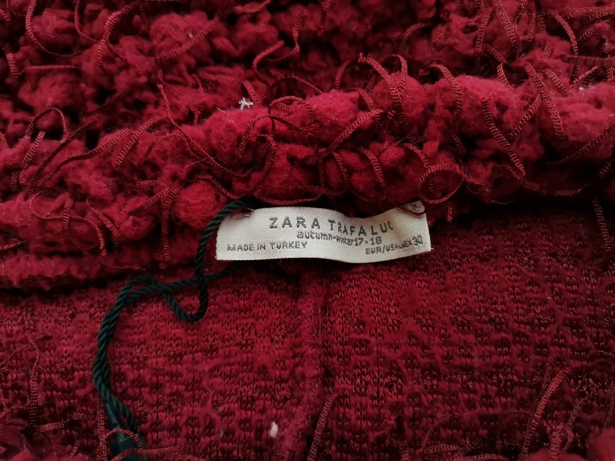IMG_20210928_133639.jpg Zara Rozmiar L Kolor Bordowy Okrągły dekolt Sweter Długi rękaw Gruba dzianina