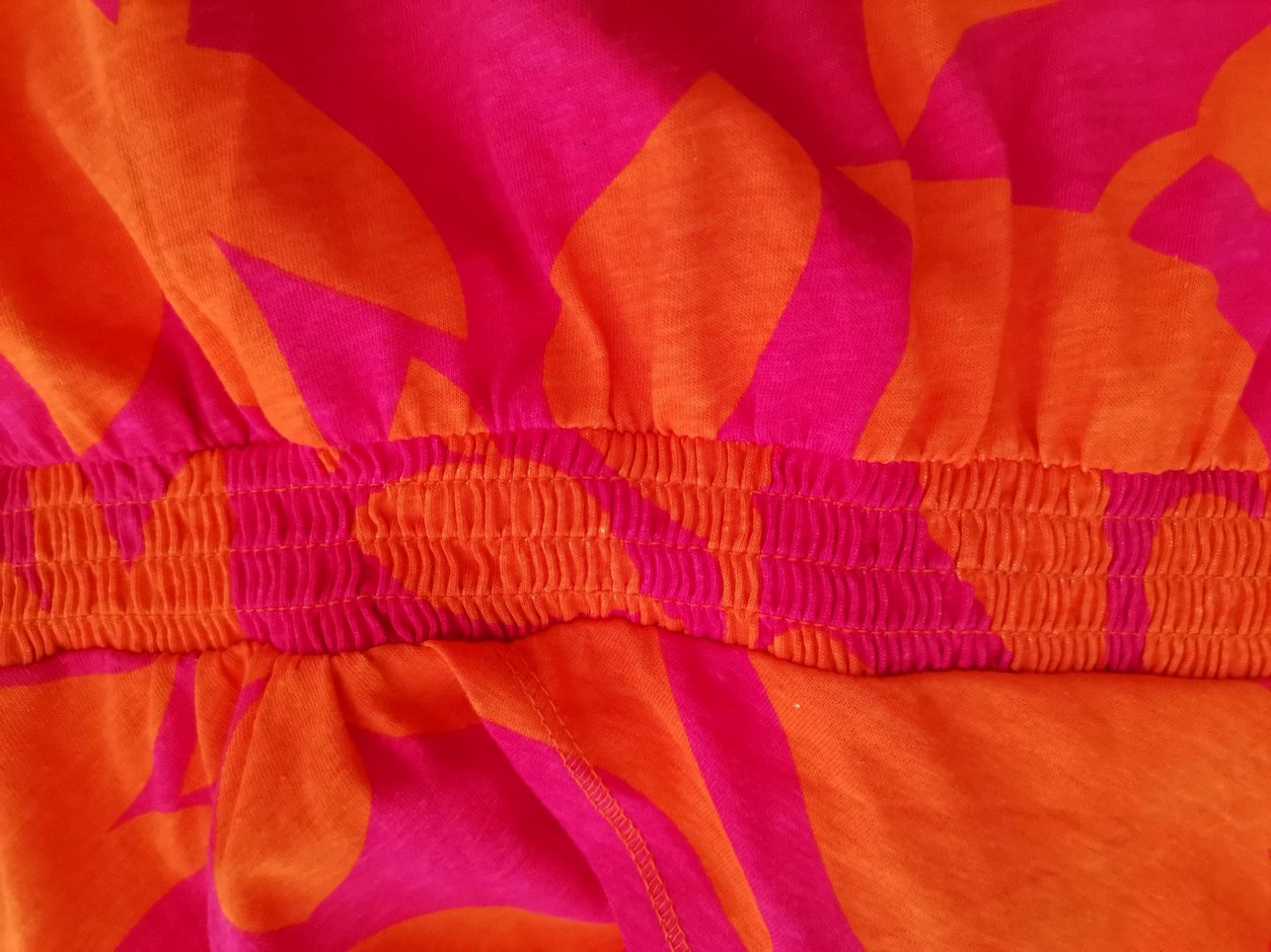 Vintage Rozmiar 42/44 Kolor Pomarańczowy W serek Sukienka A-Line Bezrękawnik Do Kolan Vintage Rozmiar 42/44 Kolor Pomarańczowy W serek Sukienka A-Line Bezrękawnik Do Kolan