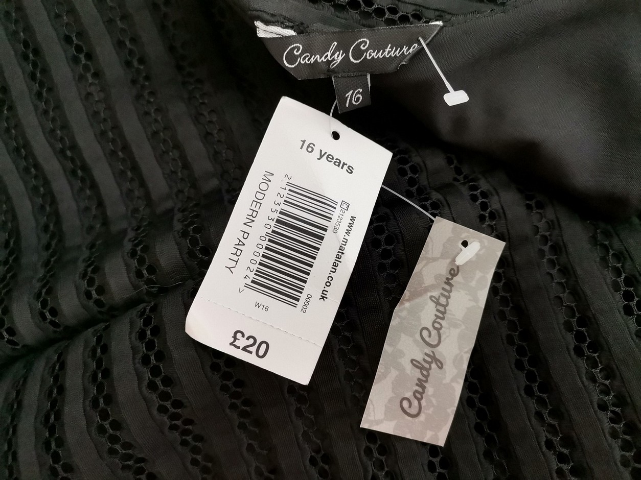 Candy Couture Rozmiar 16 years (XS/S) Kolor Czarny Okrągły dekolt Sukienka A-Line Bezrękawnik Do Kolan