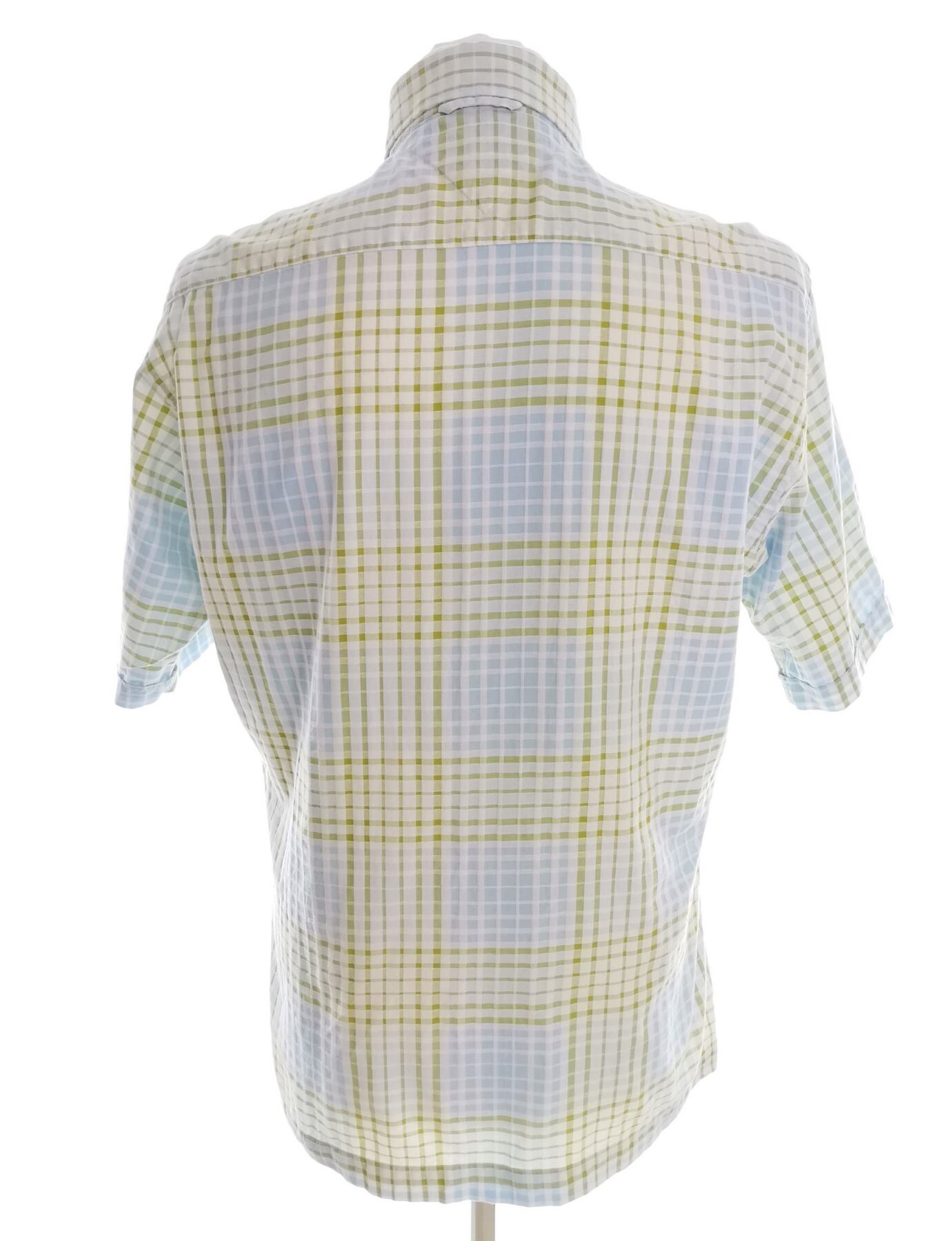 IMG_20210930_102420.jpg Tommy hilfiger Rozmiar M Kolor Niebieski Krata Kołnierz Męska Koszula Casual Krótki rękaw Materiał Bawełna 100%