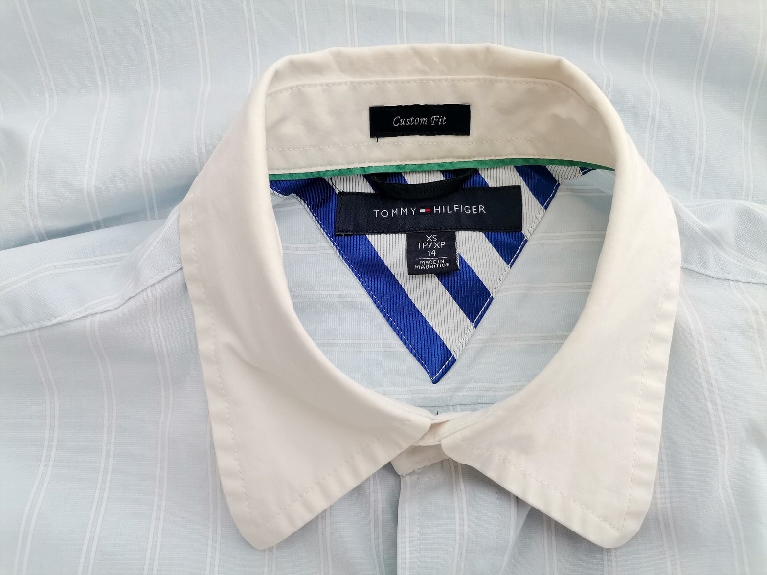 IMG_20210930_103632.jpg Tommy hilfiger Rozmiar XS Kolor Niebieski Pasy Kołnierz Męska Koszula Casual Długi rękaw Materiał Bawełna 100%