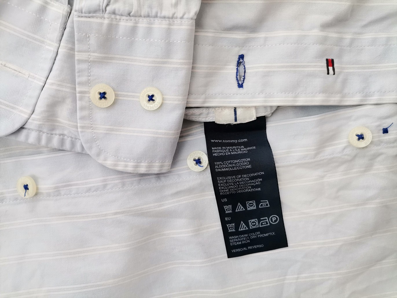 IMG_20210930_103715.jpg Tommy hilfiger Rozmiar XS Kolor Niebieski Pasy Kołnierz Męska Koszula Casual Długi rękaw Materiał Bawełna 100%