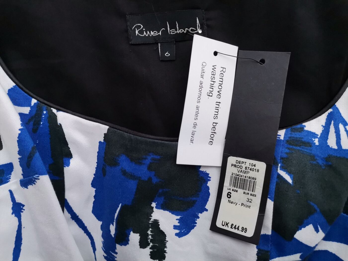 River island Rozmiar 6 (32) Kolor Niebieski Kwadratowy dekolt Sukienka Mini Bezrękawnik Krótka Materiał Bawełna River island Rozmiar 6 (32) Kolor Niebieski Kwadratowy dekolt Sukienka Mini Bezrękawnik Krótka Materiał Bawełna