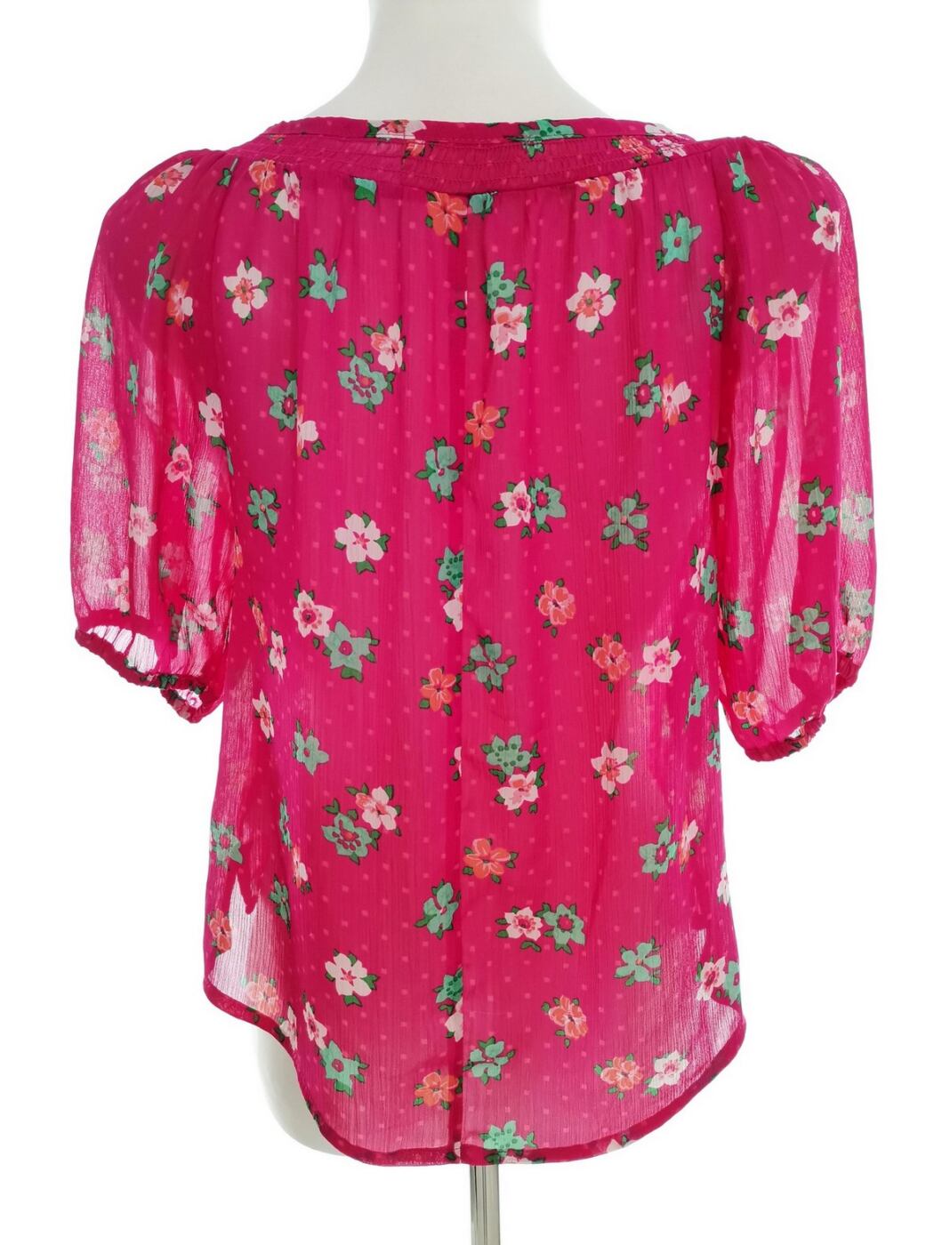 Hollister Rozmiar XS Kolor Fuksja Keyhole Crew Neck Bluzka Krótki rękaw