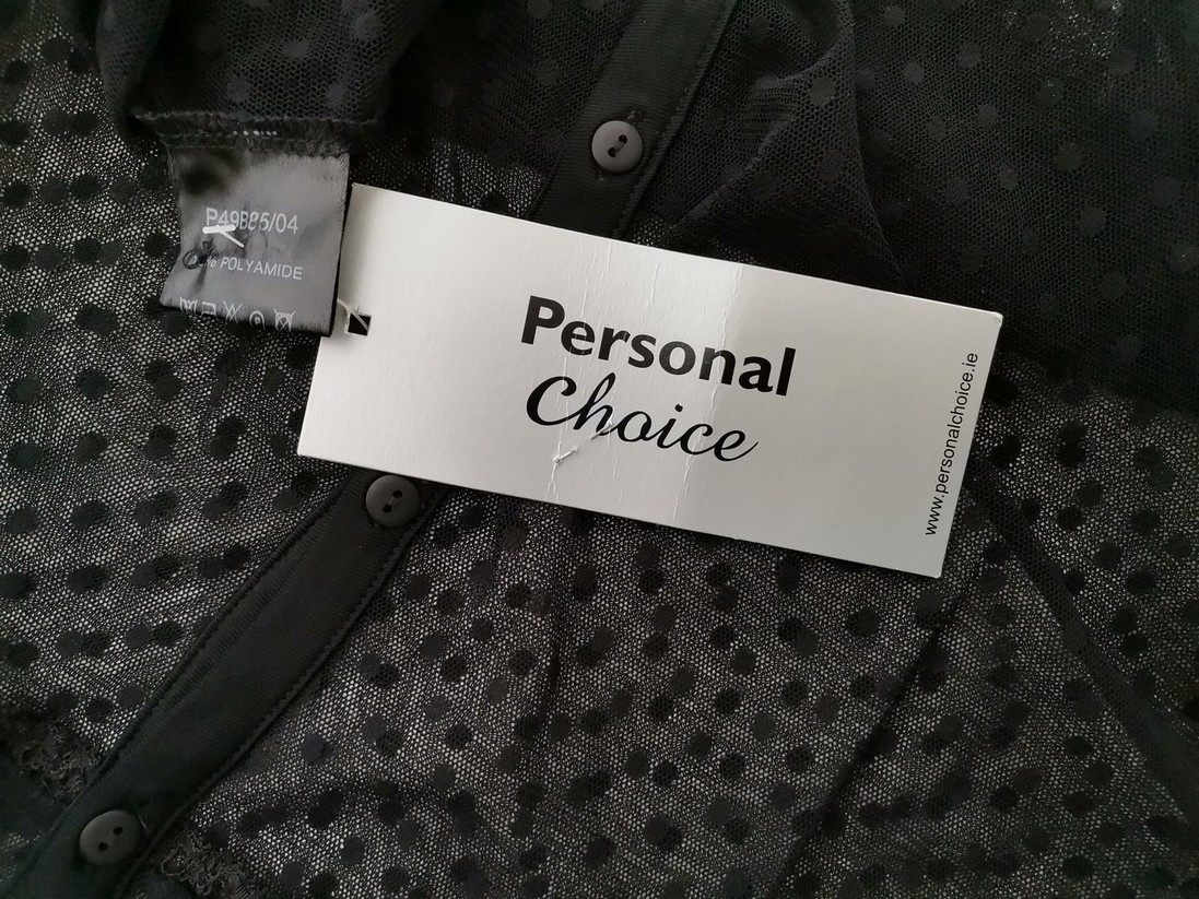 Personal choice Rozmiar 24 (52) Kolor Czarny Grochy Okrągły dekolt Bluzka Zapinana Krótki rękaw