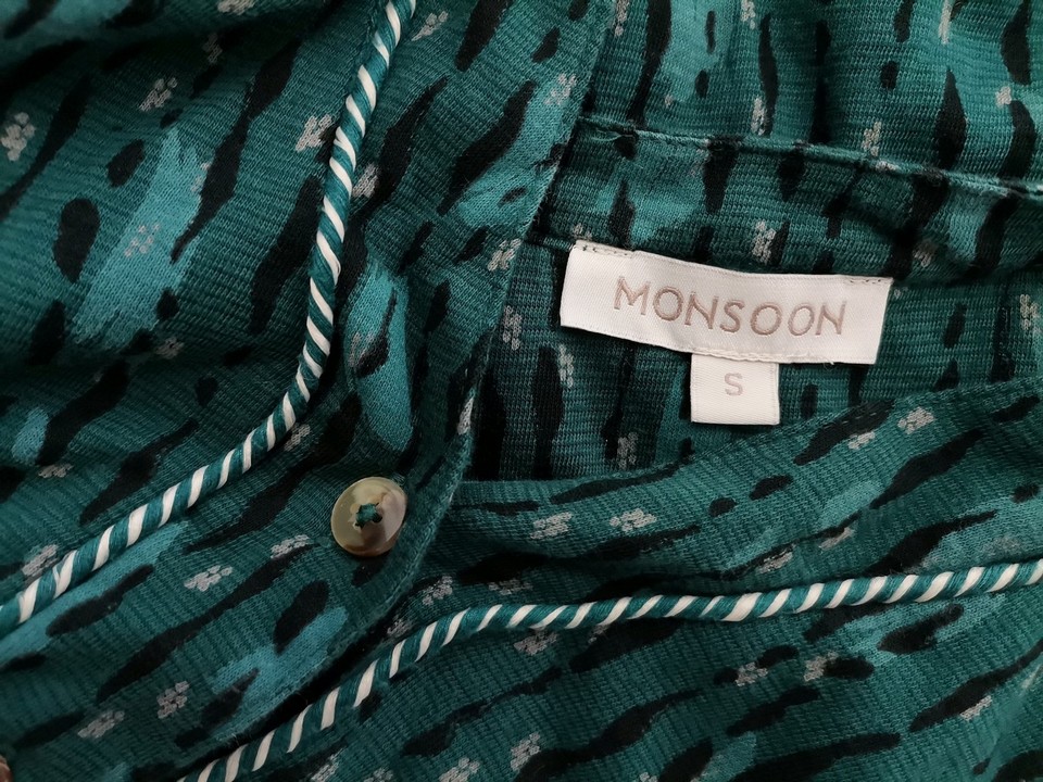 IMG_20210930_142449.jpg Monsoon Rozmiar S Kolor Szmaragdowy Split Crew Neck Bluzka Długi rękaw Materiał Organiczna Bawełna