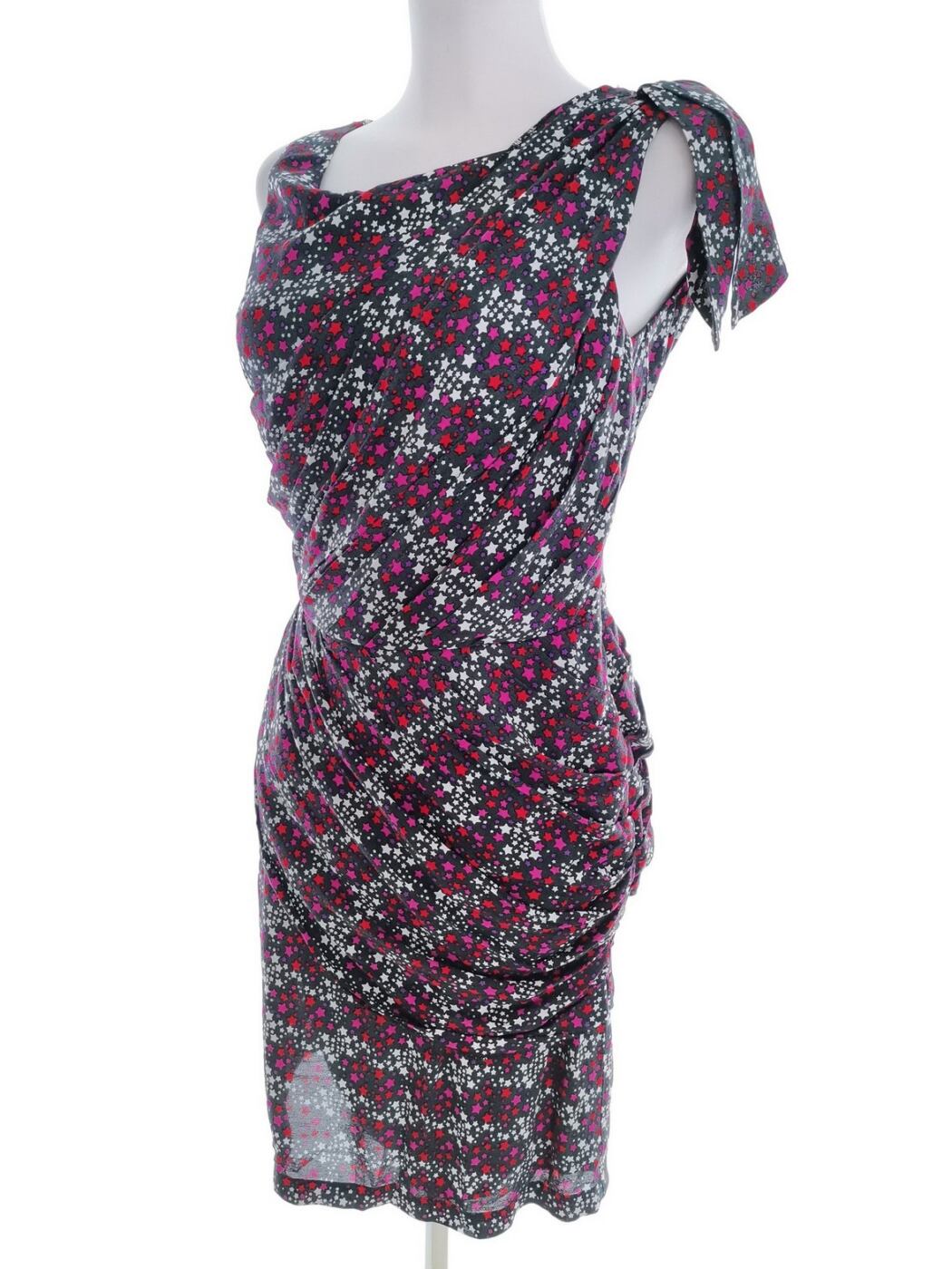 Olivia Rubin London Rozmiar 6 (34) Kolor Czarny Drapowany dekolt Sukienka A-Line Bezrękawnik Do Kolan Materiał Rayon 100% Olivia Rubin London Rozmiar 6 (34) Kolor Czarny Drapowany dekolt Sukienka A-Line Bezrękawnik Do Kolan Materiał Rayon 100%