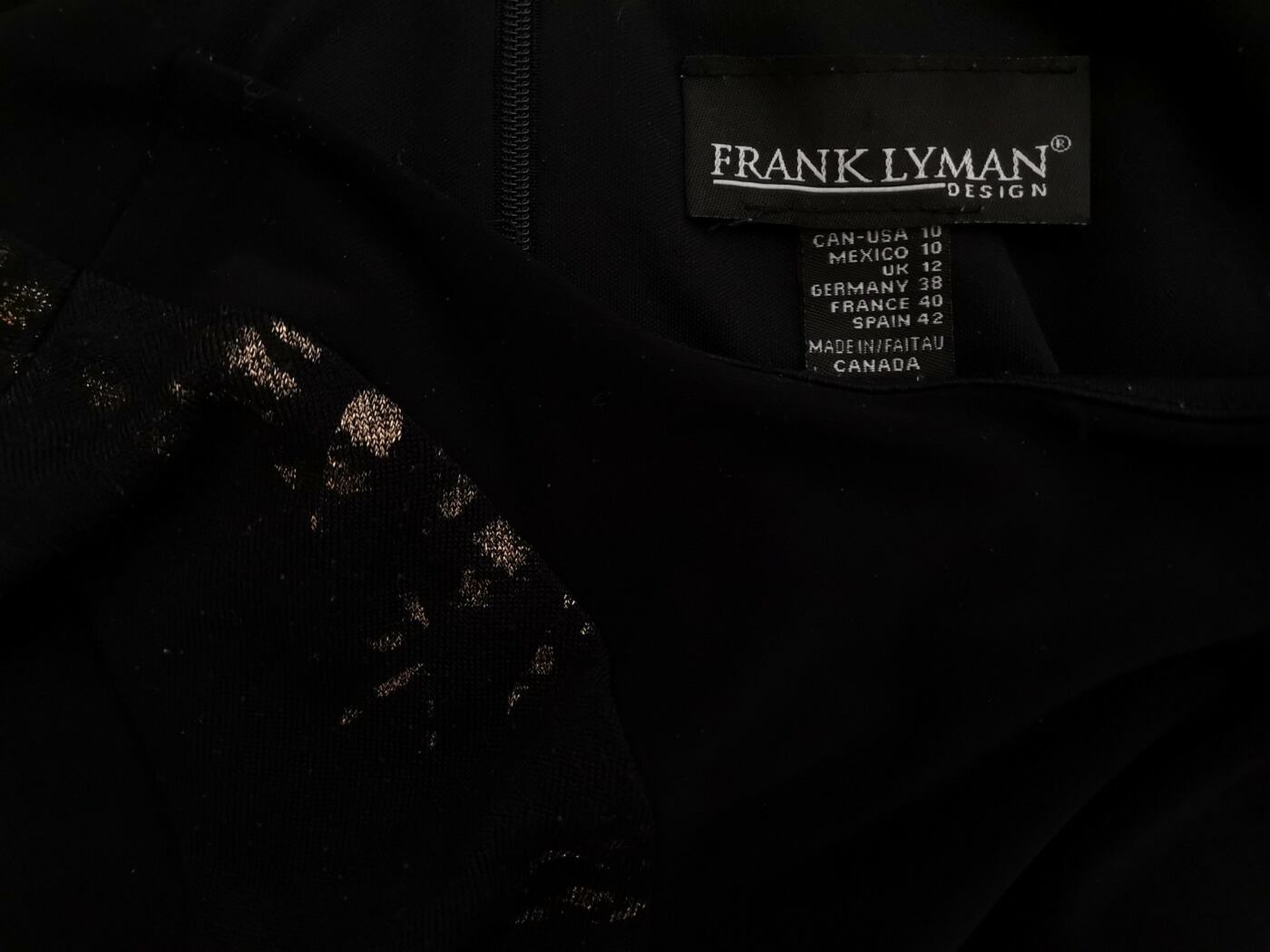 Frank Lyman Rozmiar 10 (38) Kolor Czarny Okrągły dekolt Sukienka Letnia Rękaw 3/4 Midi Frank Lyman Rozmiar 10 (38) Kolor Czarny Okrągły dekolt Sukienka Letnia Rękaw 3/4 Midi