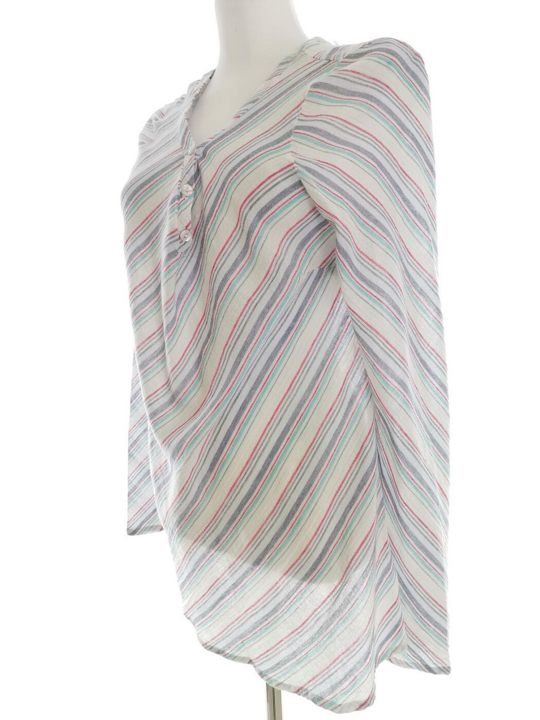 Dorothy perkins Rozmiar 12 (40) Kolor Biały Pasy W serek Tunika Bluzka Długi rękaw Materiał Bawełna 100% Dorothy perkins Rozmiar 12 (40) Kolor Biały Pasy W serek Tunika Bluzka Długi rękaw Materiał Bawełna 100%