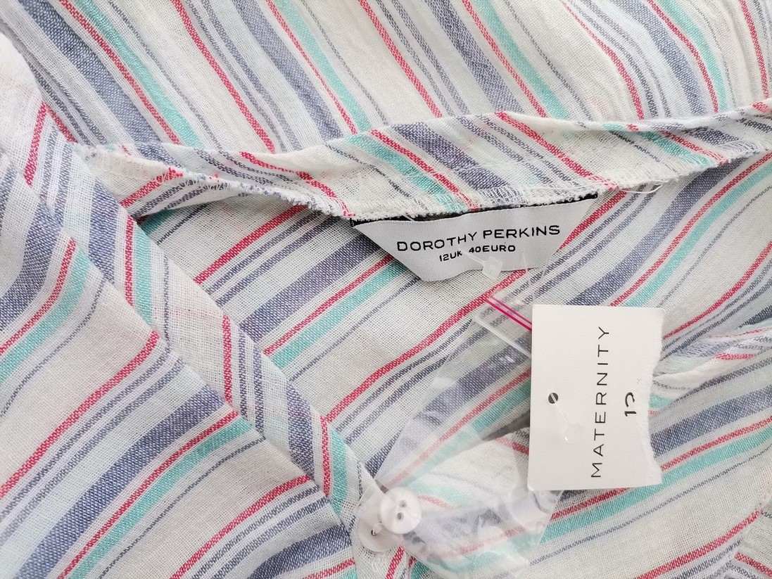 Dorothy perkins Rozmiar 12 (40) Kolor Biały Pasy W serek Tunika Bluzka Długi rękaw Materiał Bawełna 100% Dorothy perkins Rozmiar 12 (40) Kolor Biały Pasy W serek Tunika Bluzka Długi rękaw Materiał Bawełna 100%